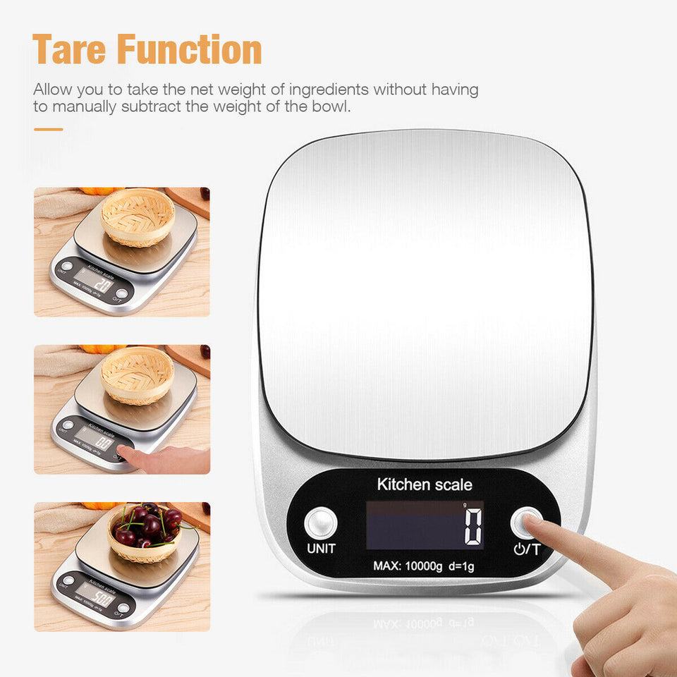 Digital Kitchen Food Scale – Stainless Steel Weight Scale for Cooking, Diet & Baking
