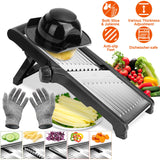 Stainless Steel Mandoline Slicer – Adjustable Vegetable & Fruit Cutter with 5 Blades